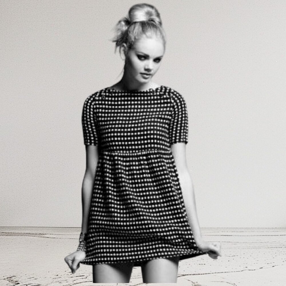 Ace & Jig Black Polka Dot Linen Blend Babydoll Mini Dress